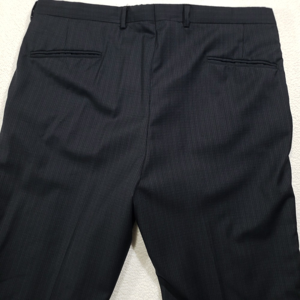 Z Zegna Suit Trousers Men 56R (38W) Gray Wool Micro-Check Flat Front Dress Pants - Picture 4 of 13